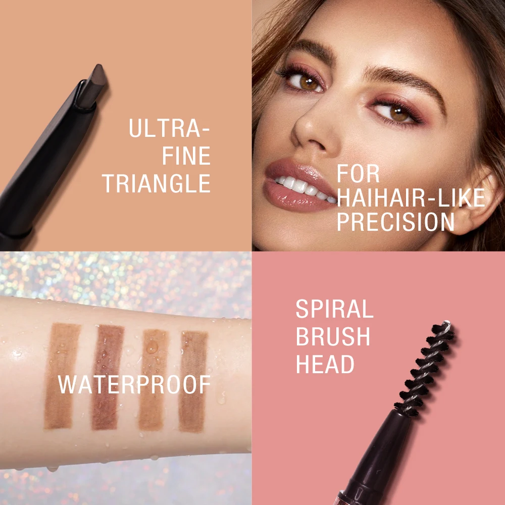 O.TWO.O ดินสอเขียนคิ้วกันน้ําธรรมชาติ Long Lasting Smooth เติม Fluff Blendable Shaping สูง Pigment Brow ดินสอแต่งหน้า