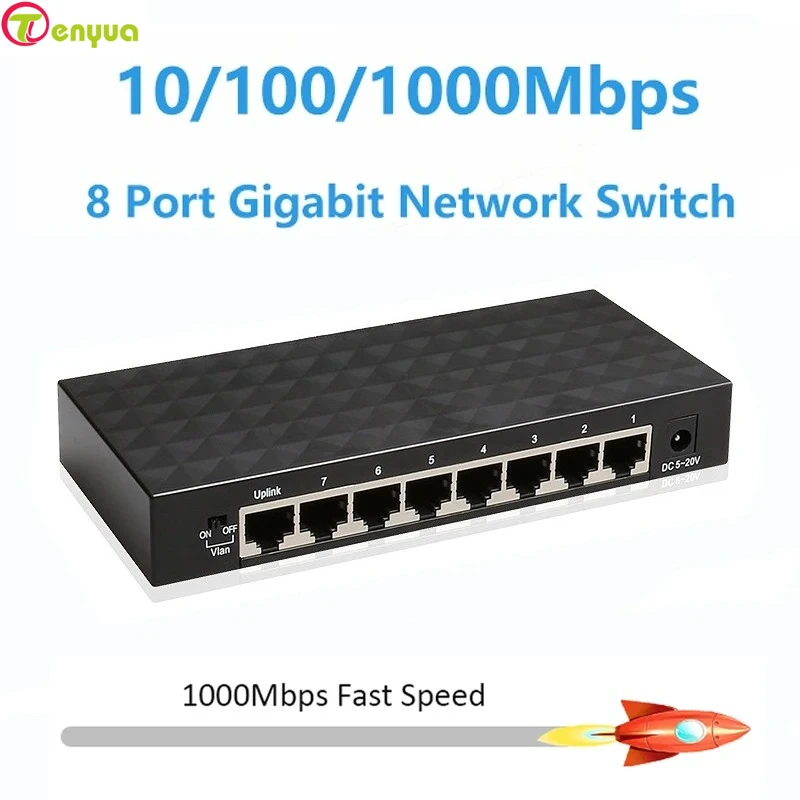 

Гигабитный сетевой коммутатор 10/100/1000 Мбит/с, 8 портов Ethernet, интеллектуальный коммутатор, высокопроизводительный интернет-сплиттер RJ45 для Wi-Fi-маршрутизатора