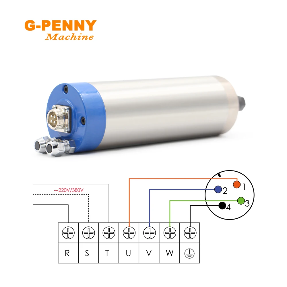 G-Penny 110V/220V 800W ER11 Spindle Motor Water Cooled 24000rpm 65mm 0.8kw 400HZ for Wood Working