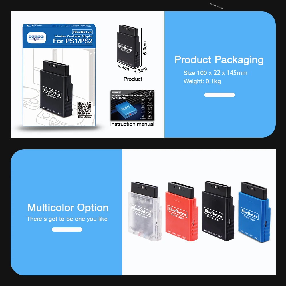 BlueRetro محول وحدة تحكم لاسلكية محول استقبال لوحدة التحكم PSX PS1 PS2 دعم PS4 PS5 التبديل 8bitdo لعبة تحكم