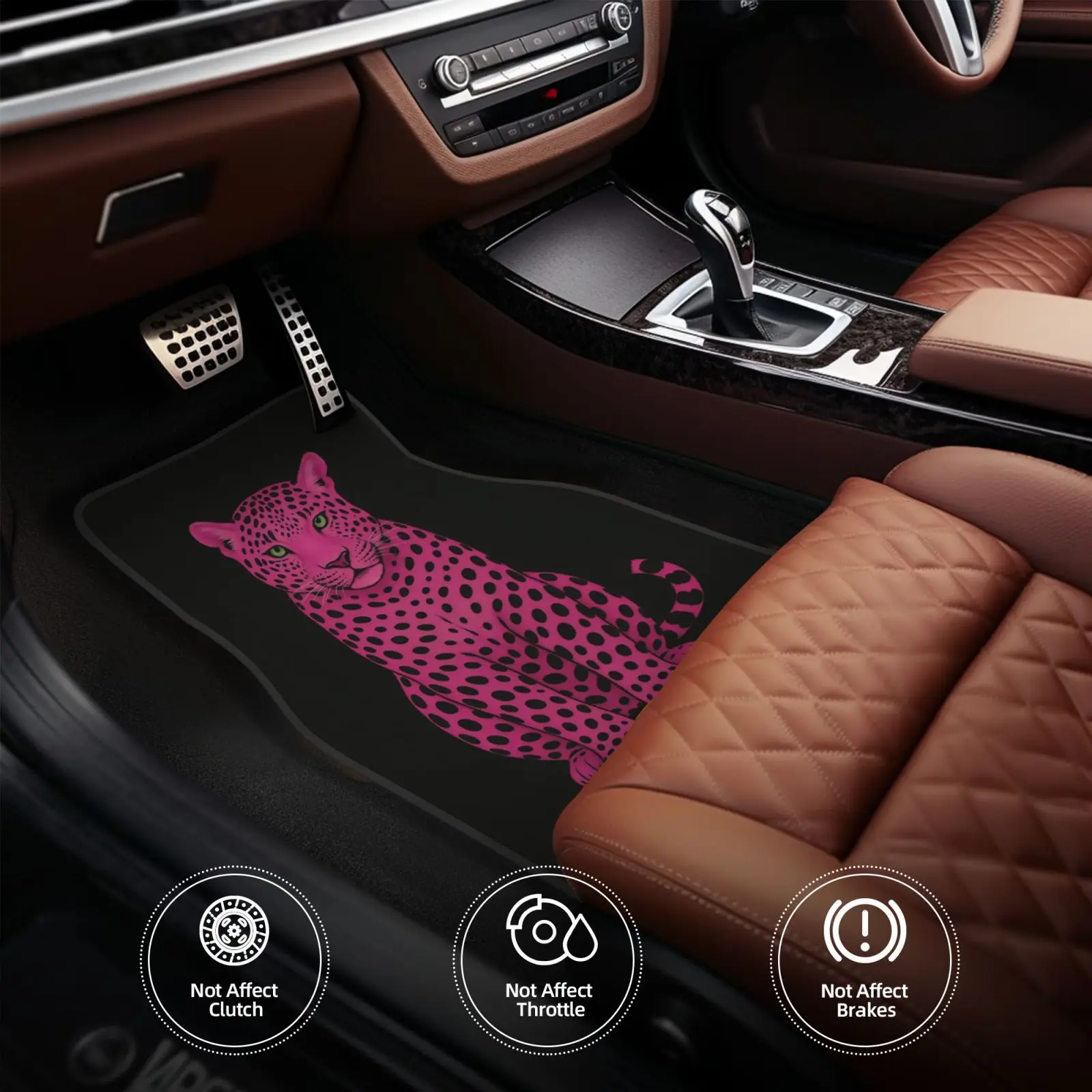 () 4pcs/car Floor Mats, Cheetah Print Elements, Persiancar Mats/suitable For Cars/SUV/family Car Interior Decoration/car Interio