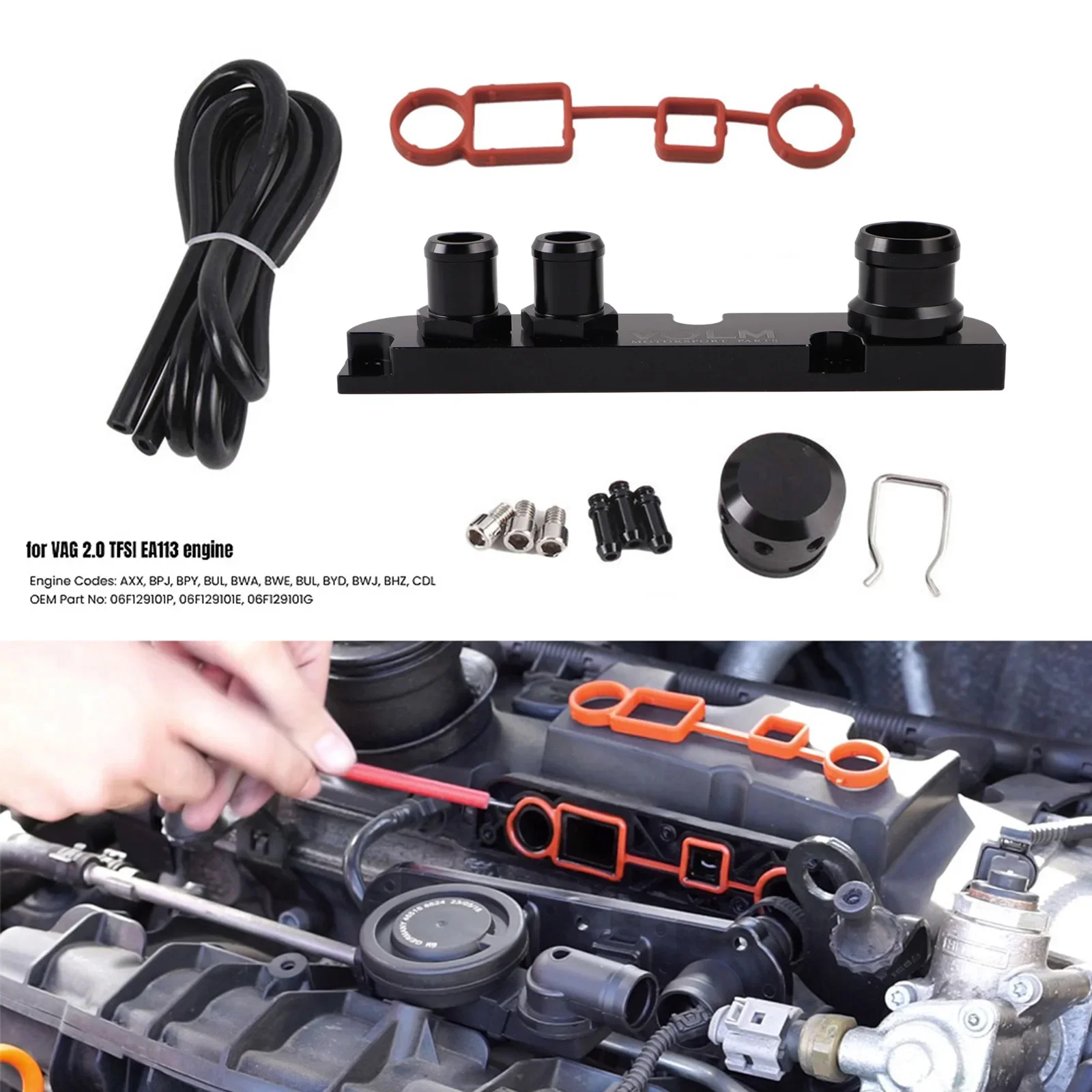 

For Audi VW 2.0 TFSI EA113 Engines Billet PCV Adapter Kit