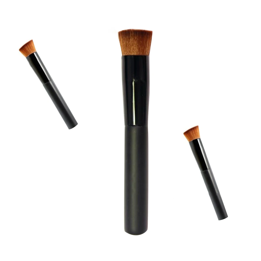 Concave Liquid Foundation Brush Multi-function Makeup Brush Long Wooden Handle Artificial Fiber