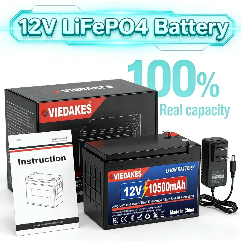 

Batería 12V 10.5Ah LiFePO4, Real Capacity, 2Y Warranty, BMS, Deep Cycle for Solar, RV, Boat, Electric Tools
