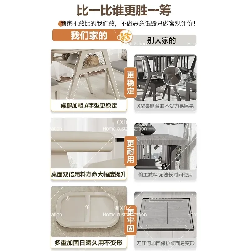 Cream Style Balcony Mini Tea Table Set 3 Piece Solid Wood Small Apartment Casual One Table Two Chairs for Tea Drinking