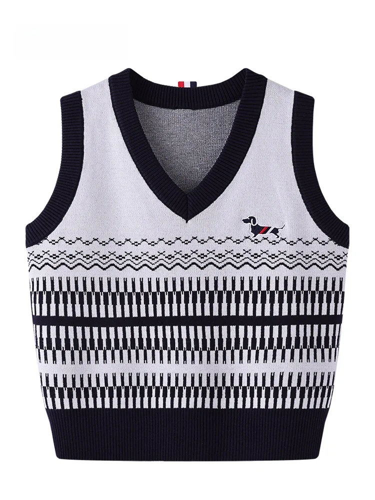

JZZDEMM Retro Embroidered Knitted Vest Spring Autumn Women's Sle V-Ne Cotton Blend Fiber Regular Length Commute Sle