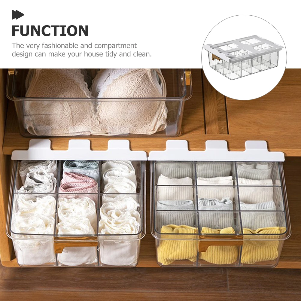 

Underwear Socks Storage Box Transparent Drawer Compartment Organizer Wardrobe Bra Holder Pet Material Dust Proof Water Resistant