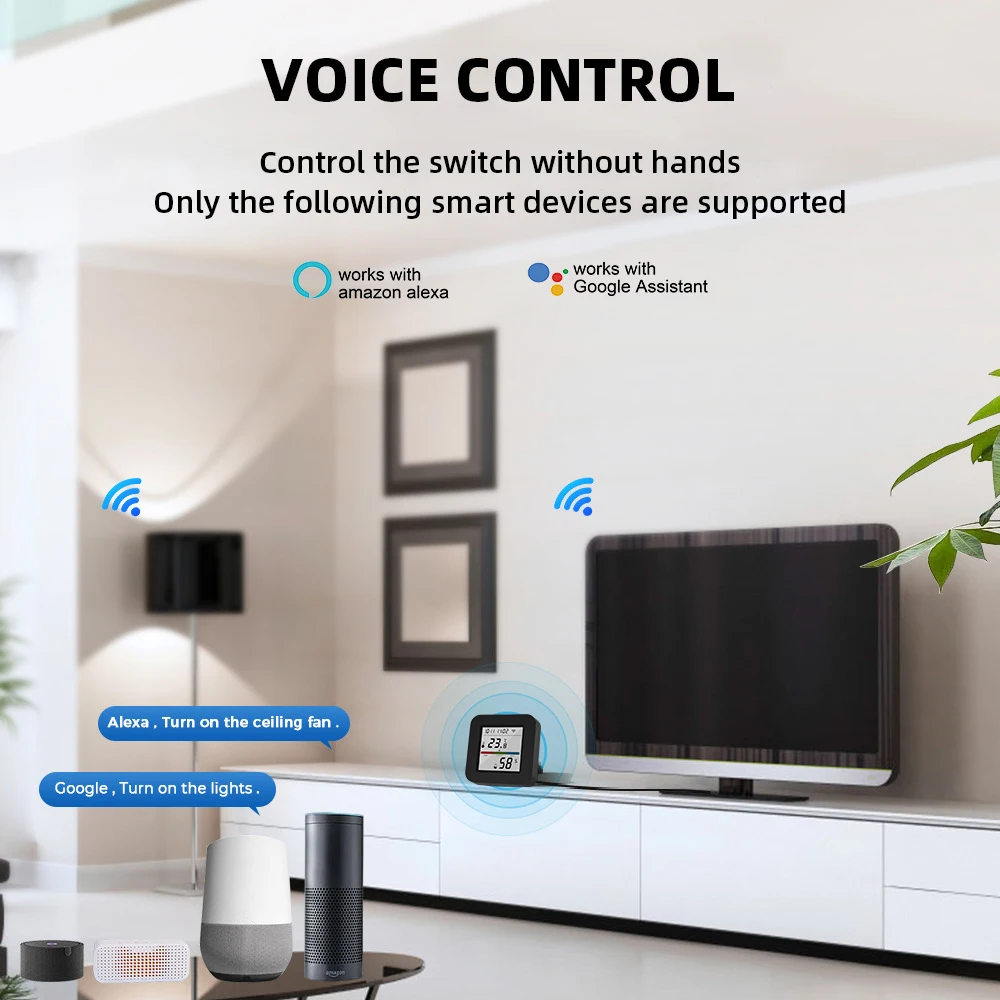 Tuya Smart Universial IR Remote Control with Temperature Humidity Sensor for TV /Air Conditioner Work with Alexa Google