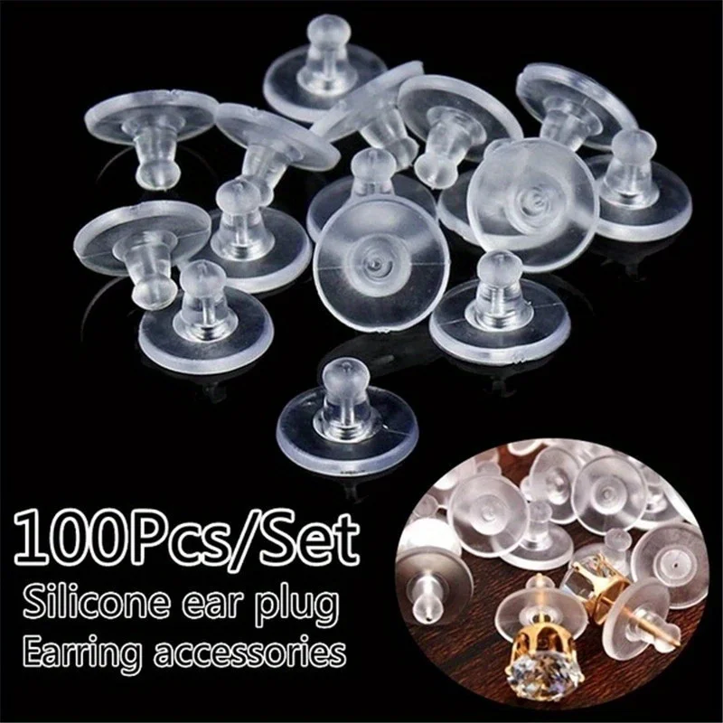 100pcs/lot Earrings Jewelry Accessories Rubber Back Silicone Round Ear Plugging Blocked Earring Back Stoppers for DIY Earrings