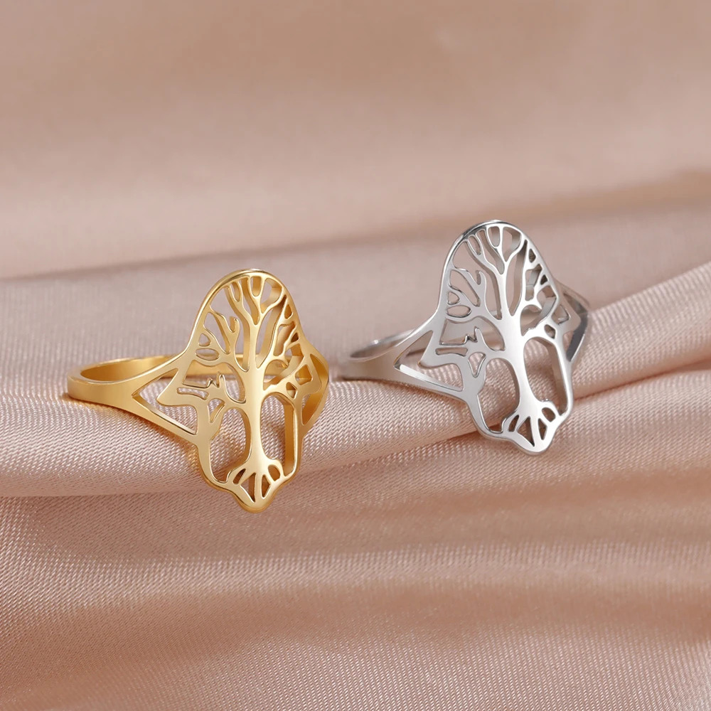 Dawapara Baum des Lebens Ring Hexerei Celtics Knoten Stammbaum Edelstahl Ring für Frauen Ehering Wicca Paar Schmuck – Detail 8