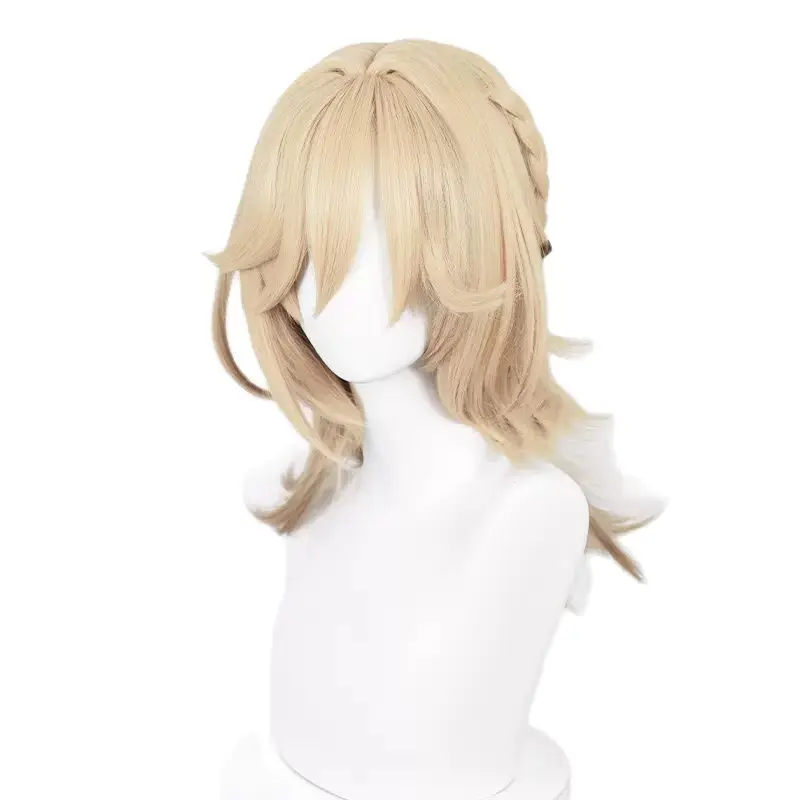 Game Genshin Impact Cosplay Kaveh Wig 50cm Flax Golden Anime Wigs Heat Resistant Synthetic Wigs Halloween Kaveh Bonus