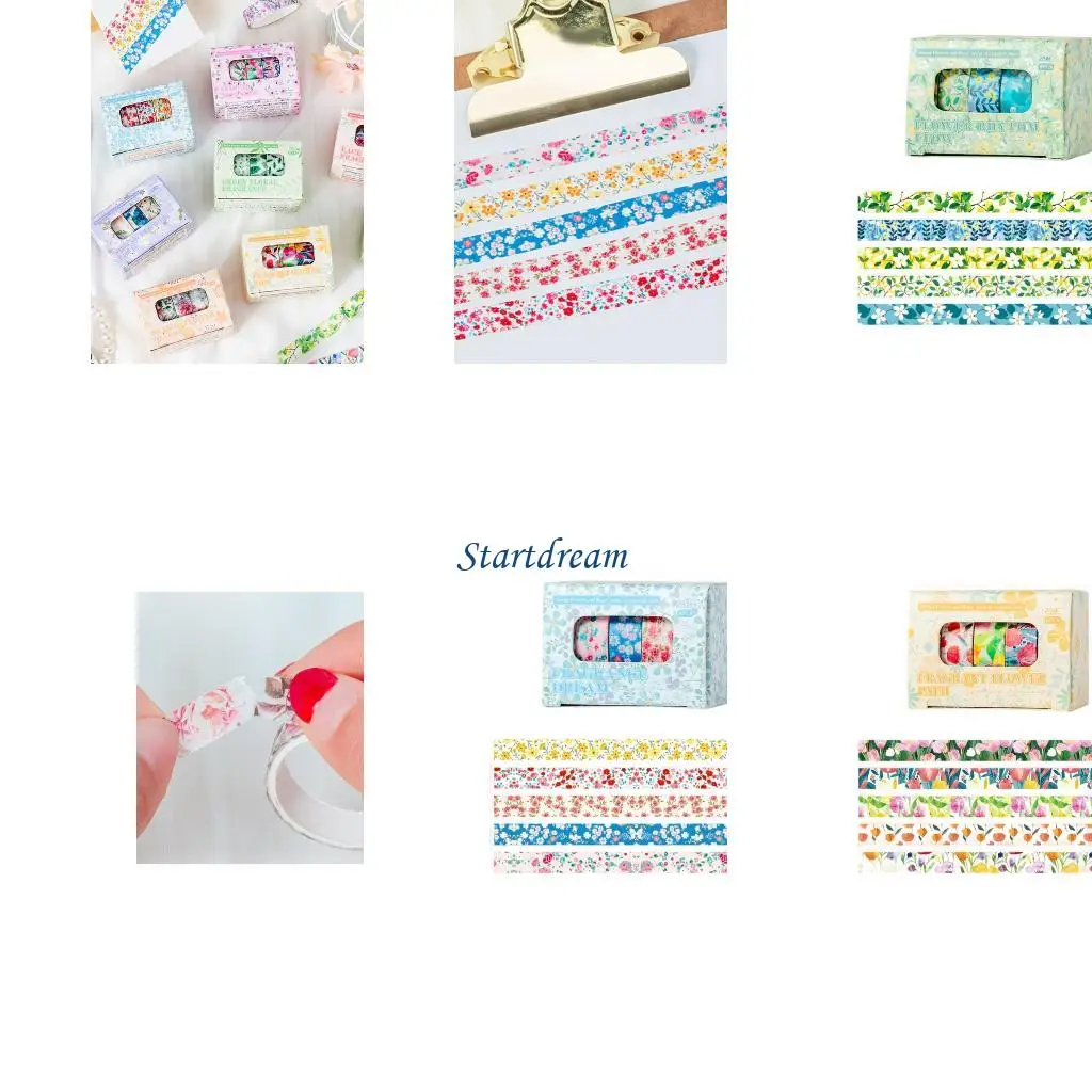 Flower Decorative Tape Adhesive Paper Tape for Notebook Journal Photo Album K92C