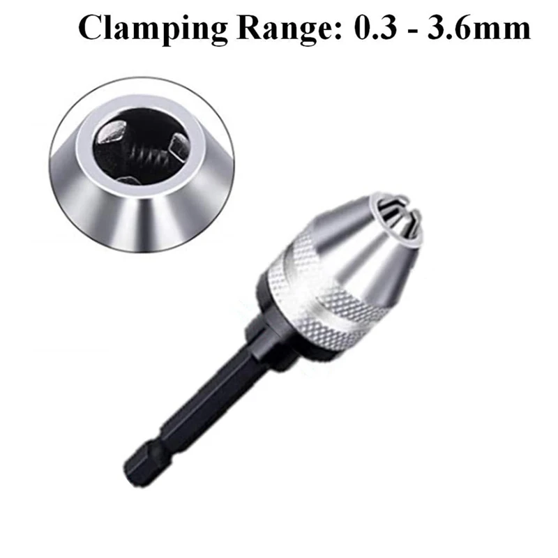 Drill Chuck Adapter-2Pcs Drill Chuck For Impact Driver,Drill Bit Adapter Keyless Chuck 1/4 Hex Shank (0.6-8Mm,0.3-3.6Mm)