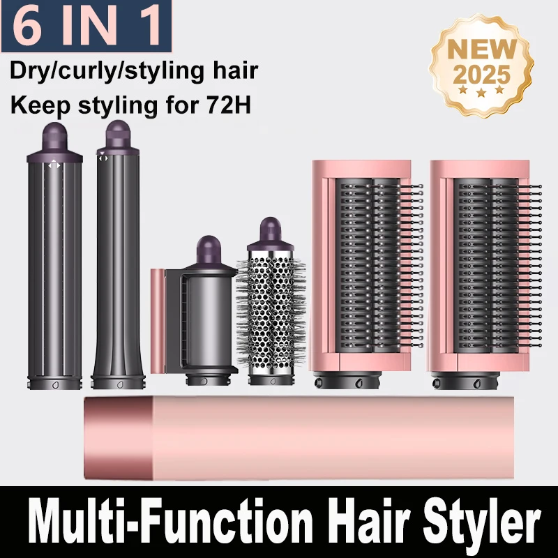 Brosse Sèche-Cheveux 6-en-1 220V, Kit Coiffant à Ions Négatifs, Styler à Air Chaud pour Ondulations Automatiques, Outils de Coiffure, Meilleur Cadeau pour Femme