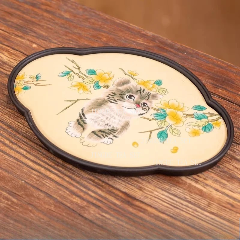 Ceramic Small Dry Foam Table Chinese Style Tea Tray for Brewing Tea Quick Drying Absorbent Tray Household Kung Fu Tray Teaware