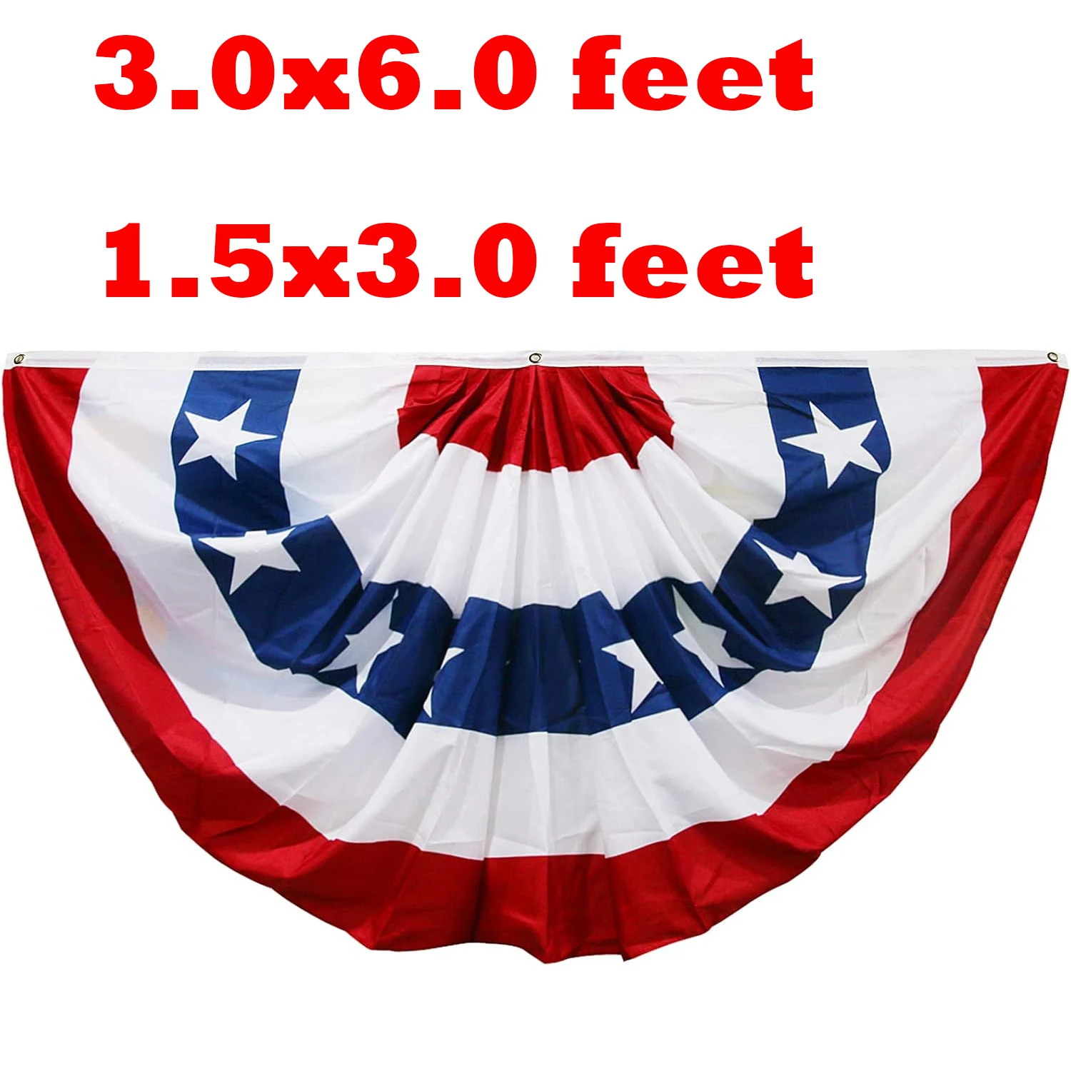 Bandera Americana para Exteriores, 3x6 1.5x3 Pies, Rojo, Blanco y Azul, Bandera de Abanico Plisada de EE. UU., Decoraciones Patrióticas, Banderas para el Día de los Presidentes
