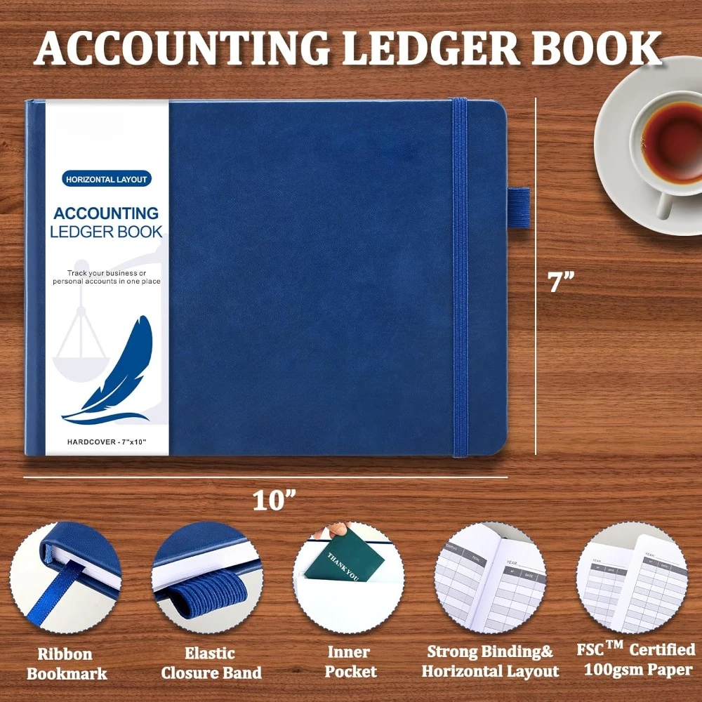 Expense tracking notebooks and columnar journals for financial books for small businesses and personal bookkeeping