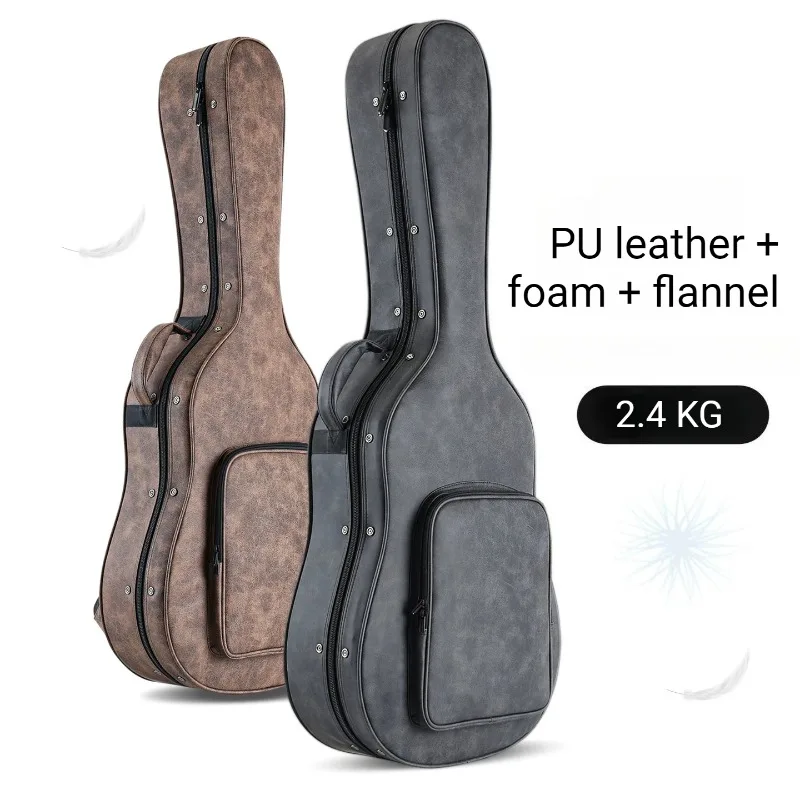 41-inch Leather Foam Guitar Case Waterproof Moisture-proof Drop-proof Shoulders Portable Guitar Box Musical Instrument Accessory