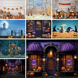 Halloween Festival Backgrounds Trick Or treat Kids Adult Photography Props Child Baby Pumpkin Bat Decors Studio Photo Backdrops