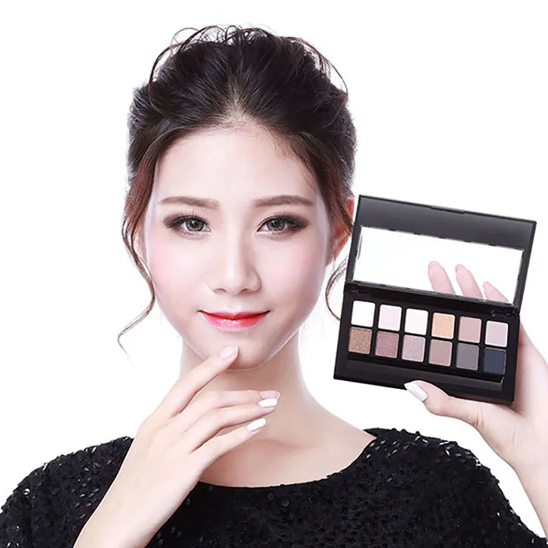 12 Màu Trang Điểm Phấn Mắt Khay Lâu Nude Lắc Chân Nữ Bảng Phấn Mắt Di Động Phụ Nữ Mỹ Phẩm Lấp Lánh Mờ Mắt