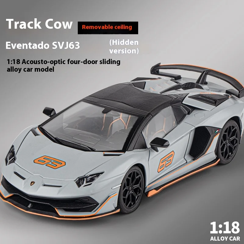 1:18 Lamborghini Aventador SVJ Hidden Edition Race King Supercar Alloy Diecast Model Car Sound & Light Children Toy Gift Present