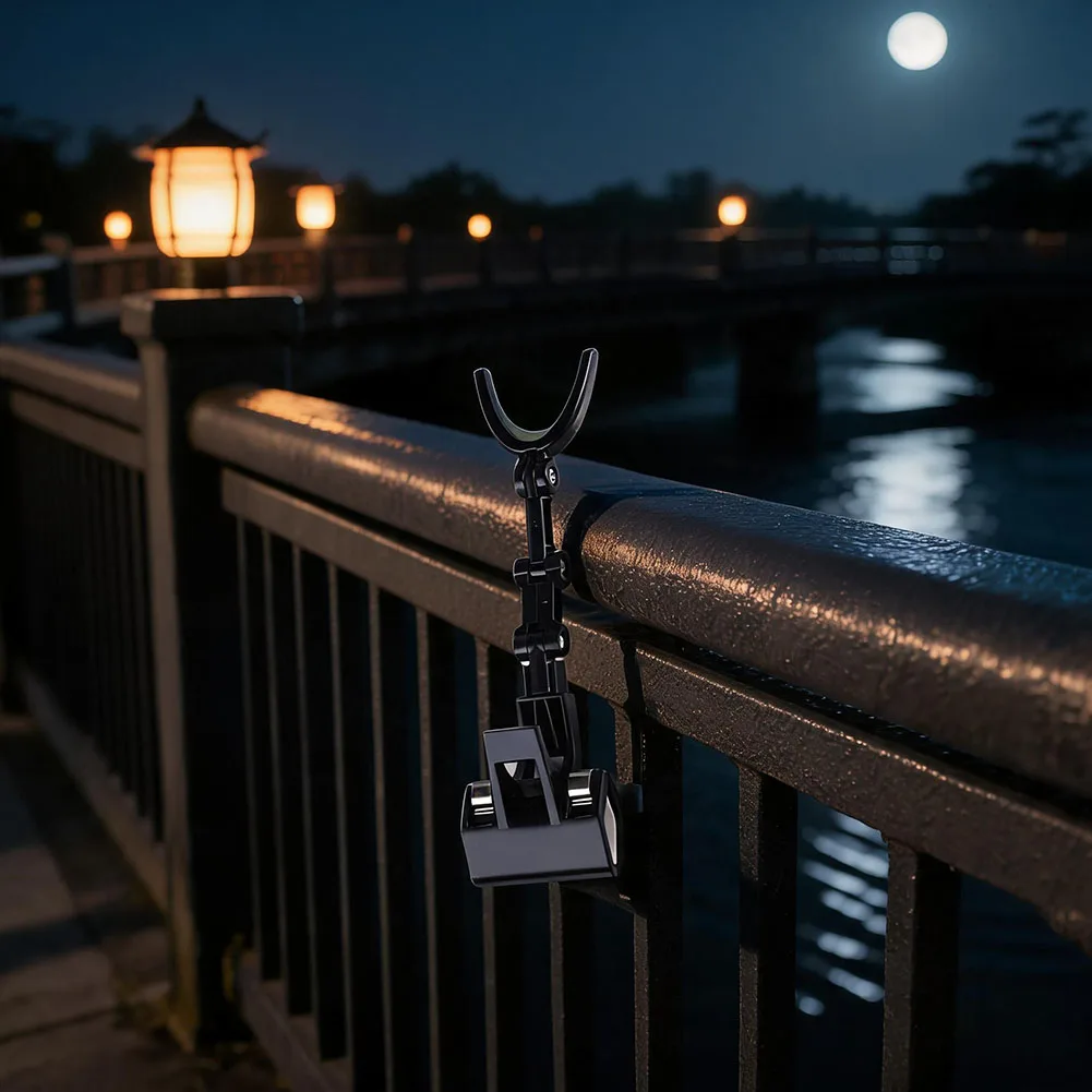 Glow in Dark Fishing Rod Holder for Bridge For Access 360 Degree Clamp Carbon Fiber Material Soft Silicone Pad 3pcs Set