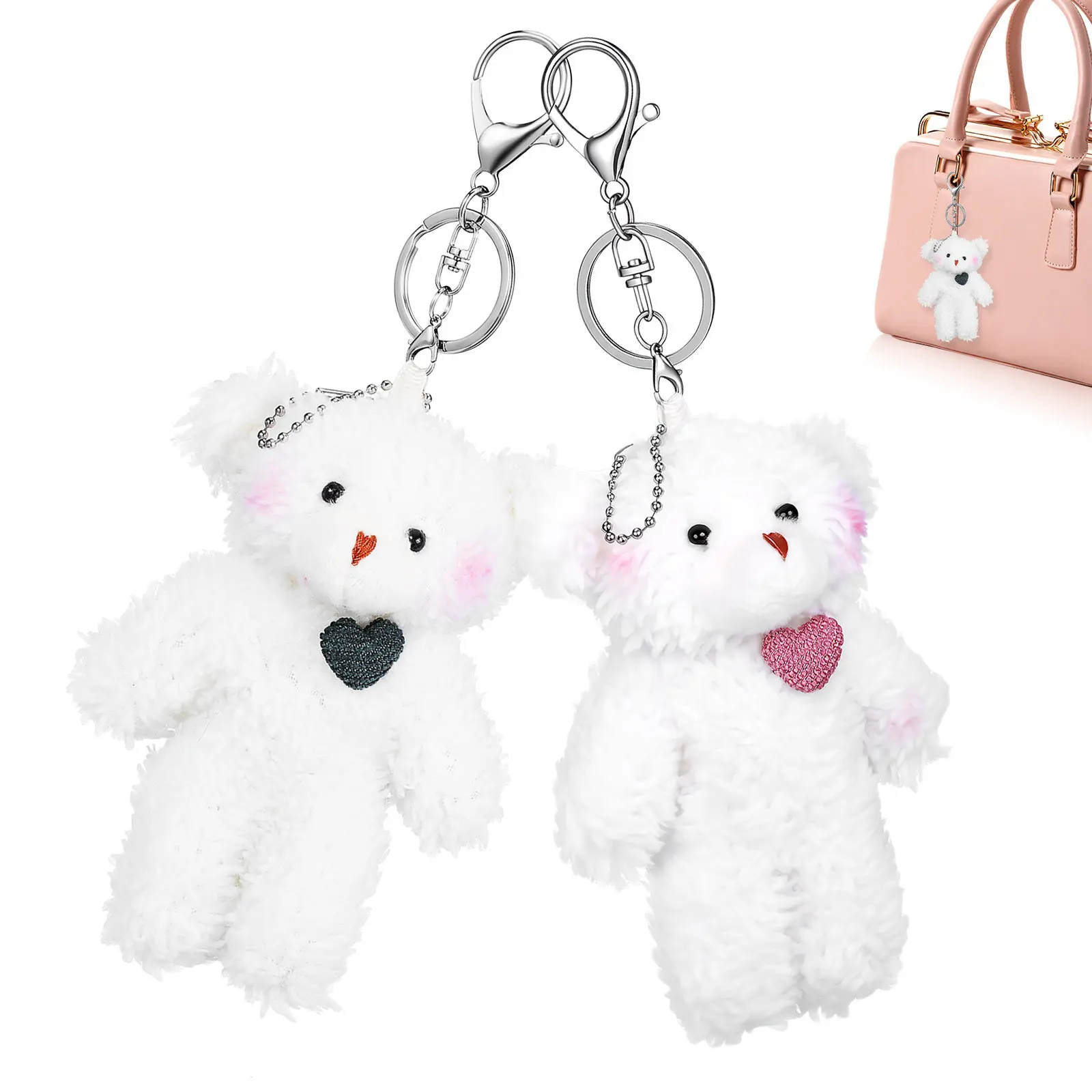 

2Pcs Bear Keychains Small Bear Pendant Charm Keyrings Decorative Key Holders for Women Girls Backpack Bag Accessories
