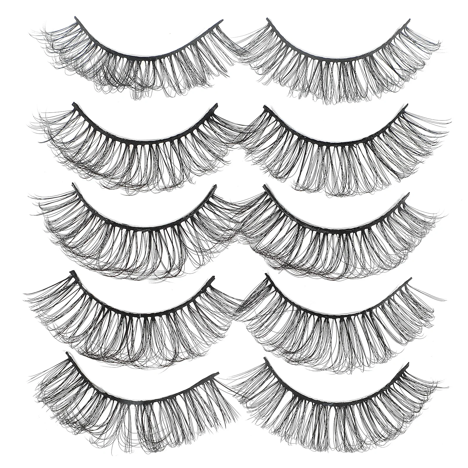 NOLITOY 5 pares de cílios postiços 5D 18 mm naturais macios e leves para uso diário inclui ferramenta aplicadora