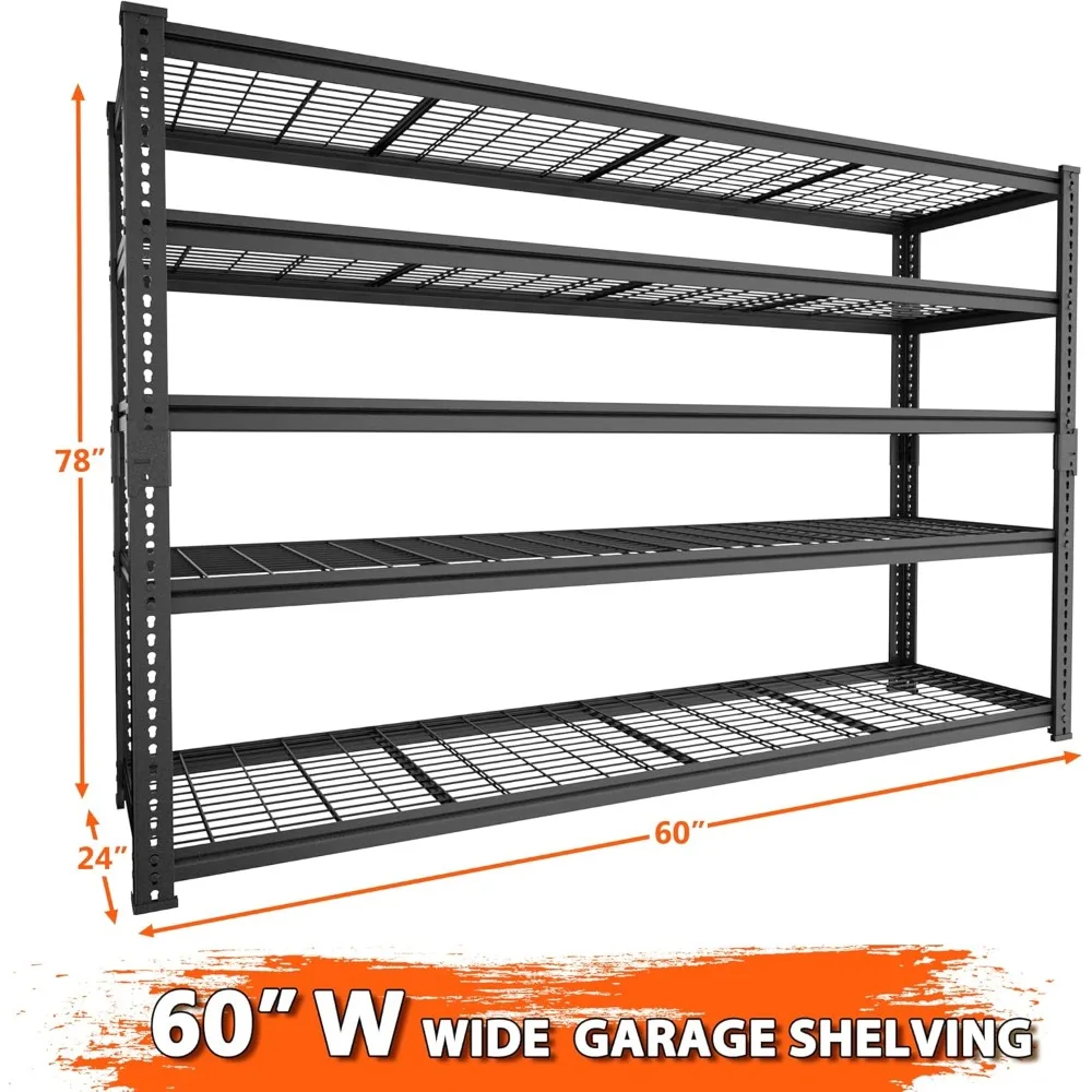 Garage Shelving, 3300 LBS Capacity Storage Shelves Heavy Duty, 5 Tier Adjustable Metal Organizer Wire Rack, 60"L x ，Customized