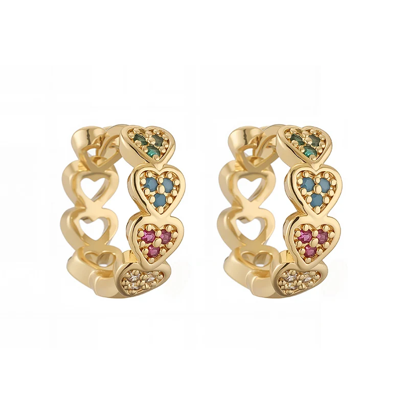 HECHENG، زركونيا القلب الدائري السيدات الأقراط النحاس معدن جولة السيدات أزياء الزفاف مجوهرات اكسسوارات 1 زوج