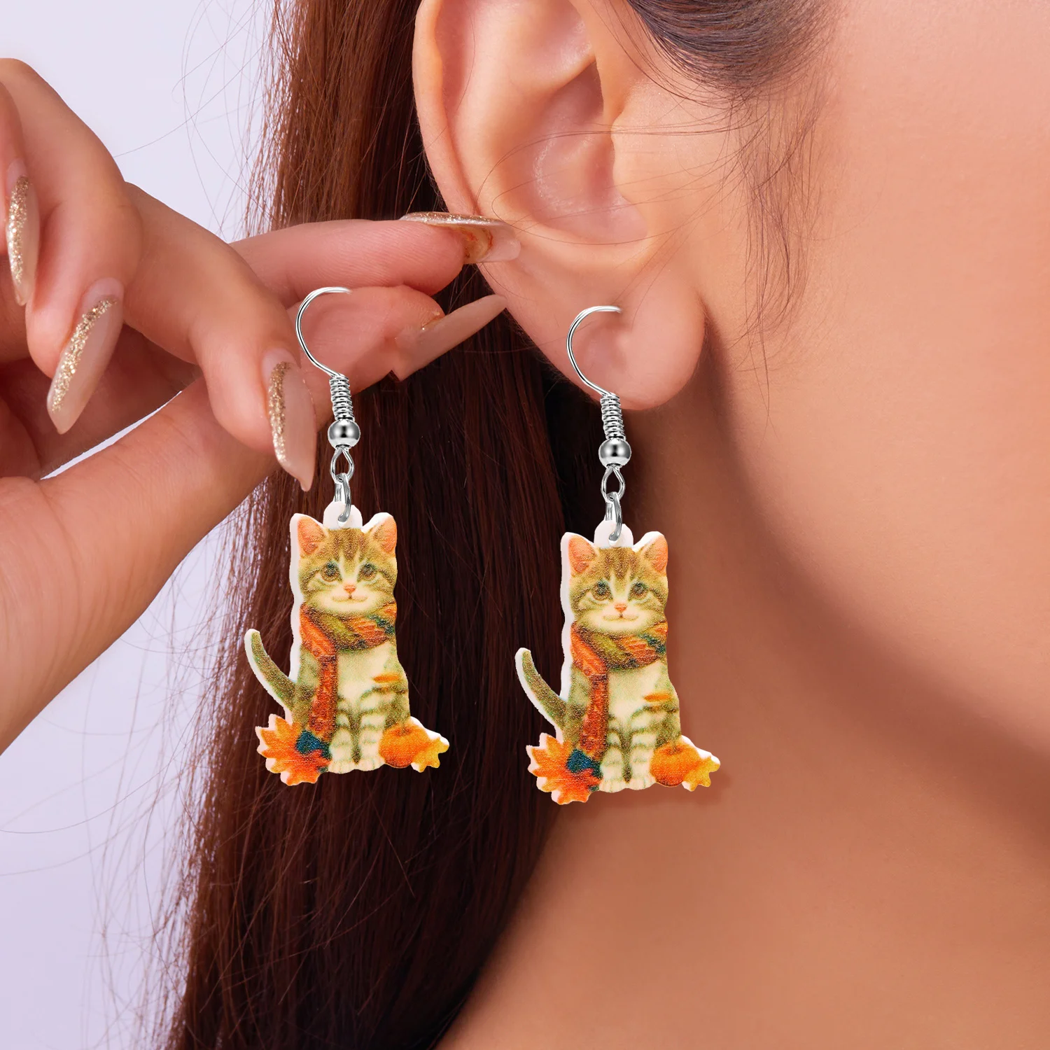 

Lovely Acrylic Animal Kitten Dangle Earring for Women New Design Milk Tea Shaped Pendant Earring Girls Everyday Jewelry Ornament