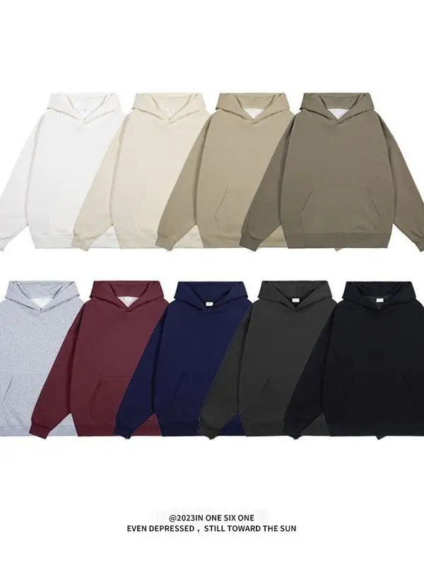 

Оверсайз худи-свитшот из чистого трикотажа с длинными рукавами, однотонный, для весны, осени и зимы, модный брендовый топ для пар