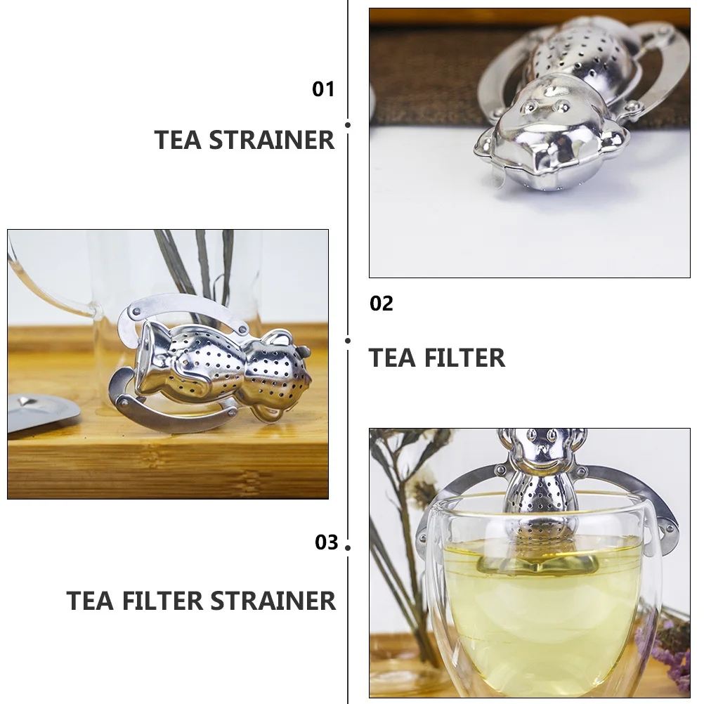 

2pcs Stainless Steel Strainers Monkey Shape Filter For Loose Leaf Tea Herbs Spices Home Tea Infuser Kitchen Bar Tool