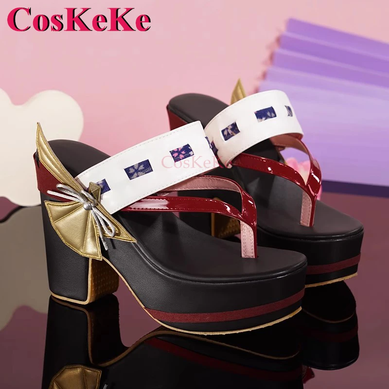 CosKeKe Yae Miko Shoes Cosplay Game Genshin Impact Fashion Universal Slipper Activity Party Role Play Accessories 36-41 Size