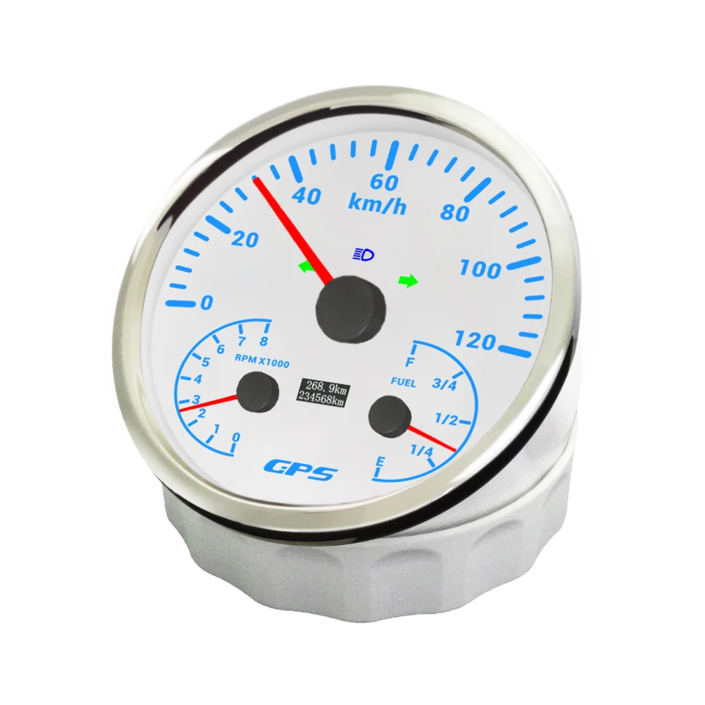 

ELING 110mm 3in1 0-120MPH Speedometer GPS with 0-8000RPM Tachometer Fuel Level 12V 24V with 7 Colors Backlight for Car Sailboat