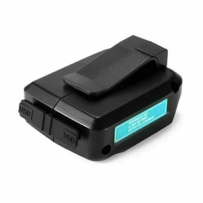 Adaptador de Conversor de Bateria Li-on Porta Usb Dupla com Luz Led Lanterna ao ar Livre para Makita 14.4v 18v Bl1415 Bl1430 Bl1830