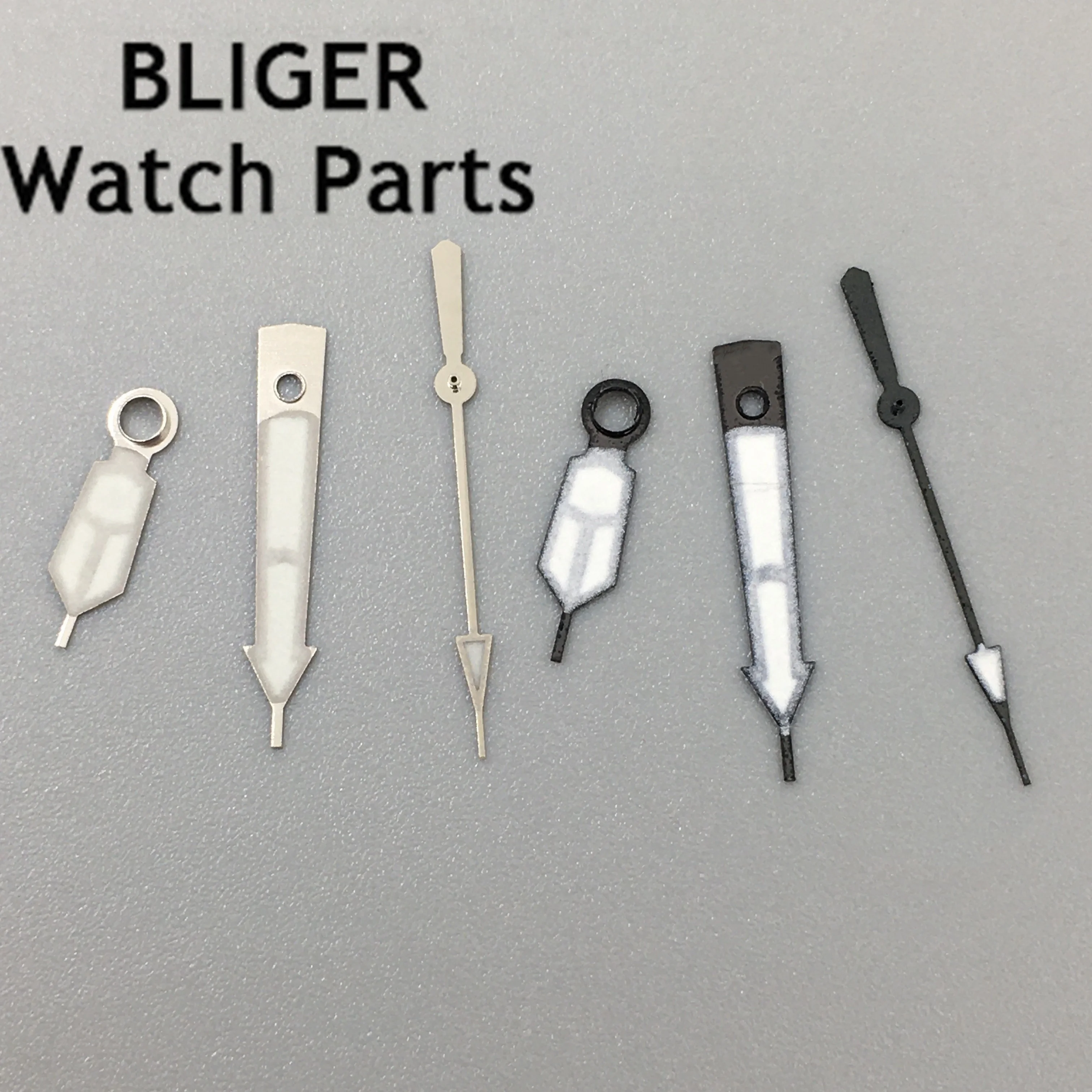 BLIGER silver black watch hands green luminous hands suitable for NH35 NH36 movement