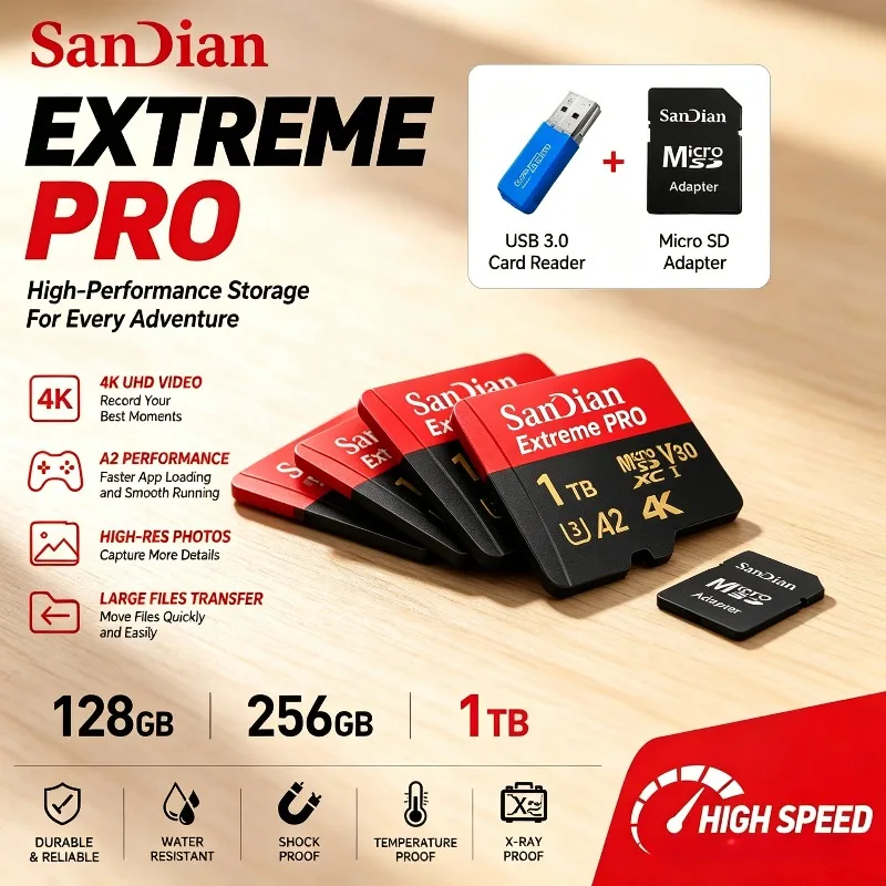 Fast Transfer Memory Card Class 10, High-Speed Storage Micro TF and SD Cards, for MP3 Player, Camera and Phones.