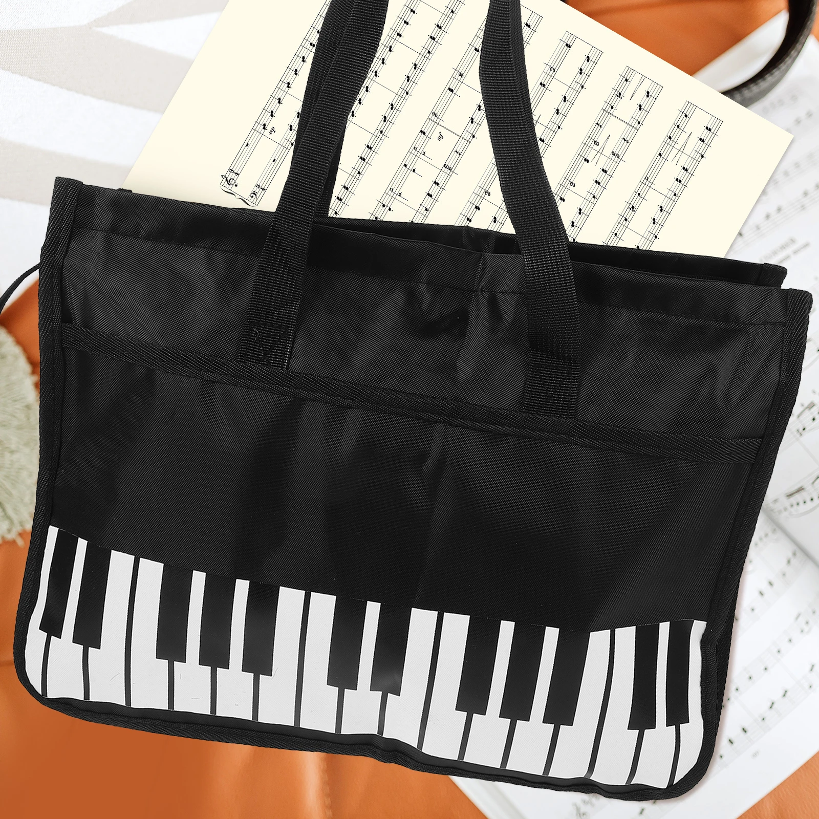 

Spacious Piano Sheet Music Bag Black Upgrade Version Oxford Cloth Nylon Waterproof Large Capacity Music Score for Students