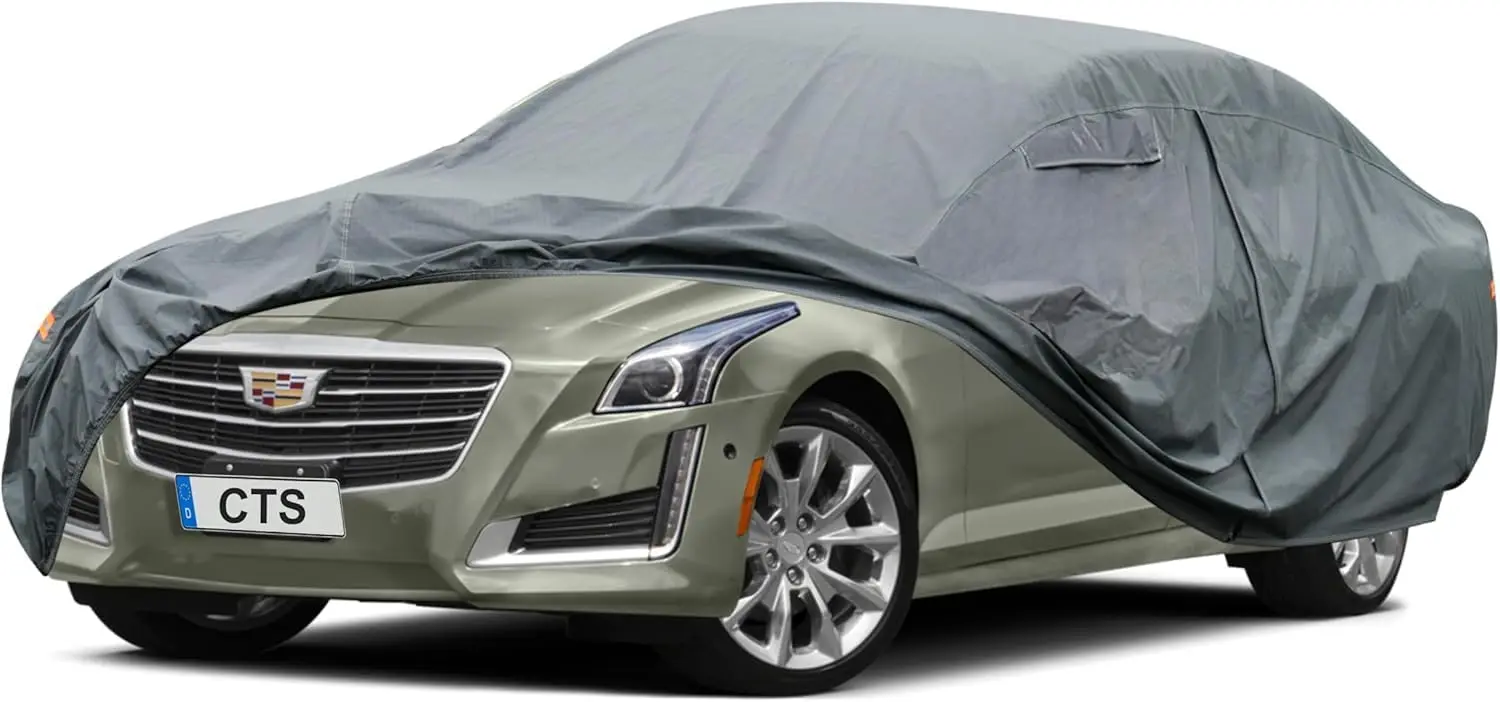 

Custom Fit Car Cover for Cadillac CTS 2003-2019, Waterproof All Weather with Zipper Door, Sun Rain Snow Dust Protection