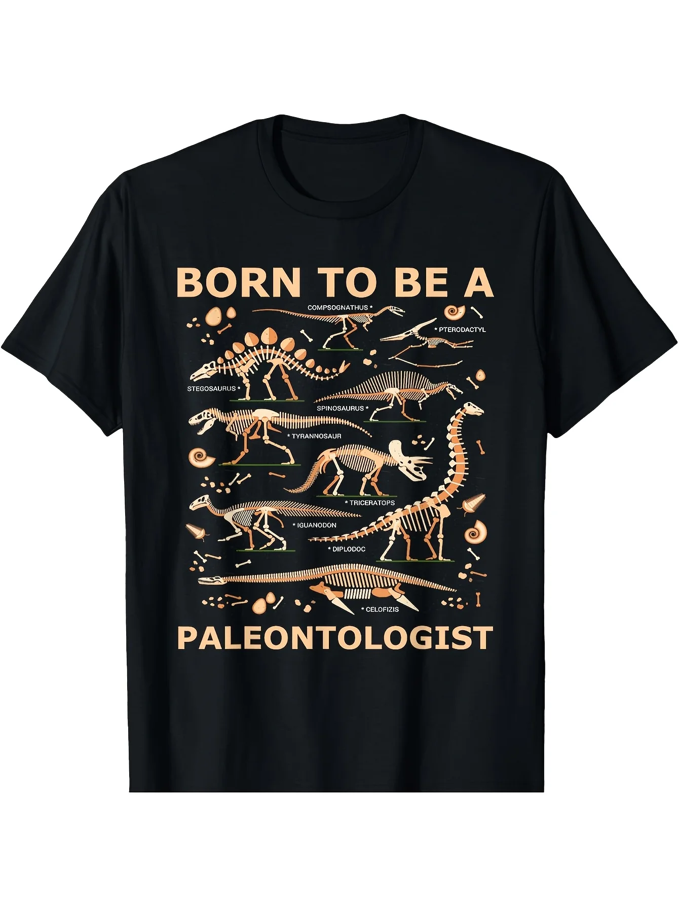 Men'S Small T-Shirt Designed for Larger Builds - Graphic Tee Showcasing Dinosaur Skeletons And Fossil Patterns - Offered in Big