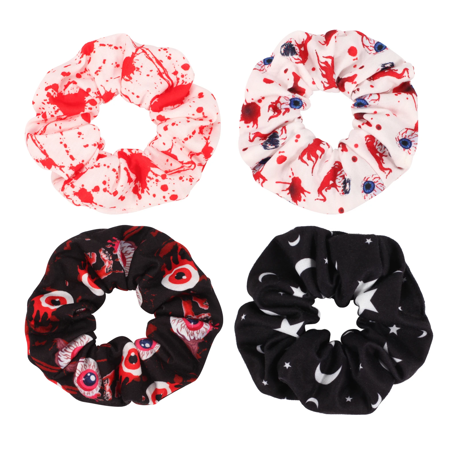 Blood drops eyes stars moon Halloween elements elastic hair bands girls hair accessories