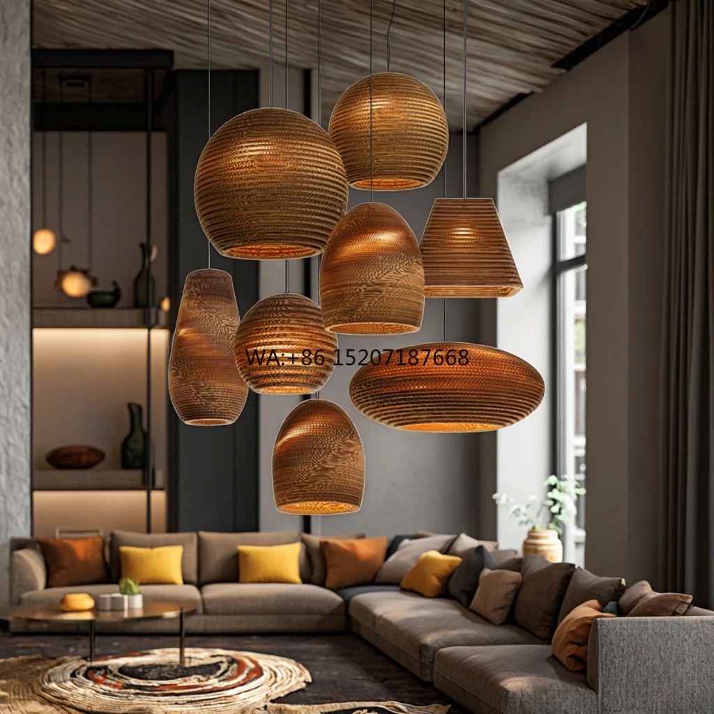Wicker Pendant Shade - Houten kap hangend plafond geweven kroonluchter