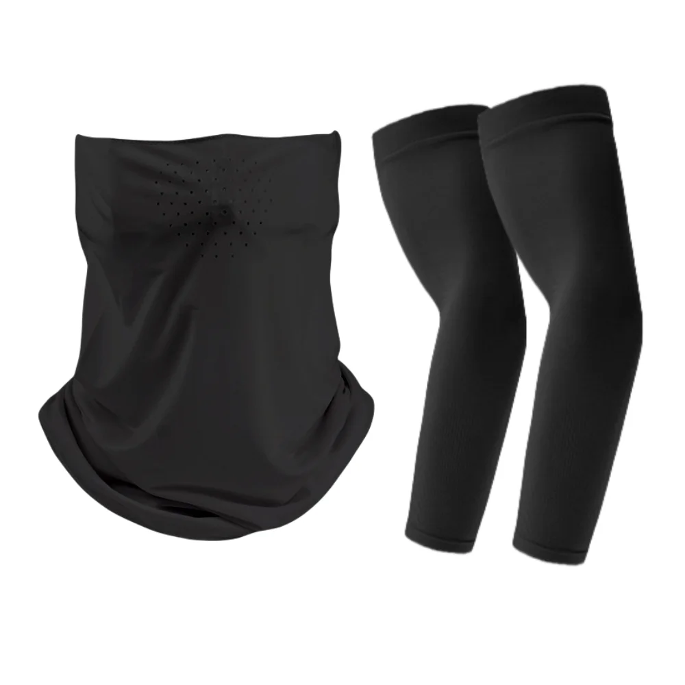 

2Pcs/set ( Thin Breathable Ice Silk Face Scarf and Knitted Sleeves ) Summer Outdoor Activities Sun Protection Combination Pack