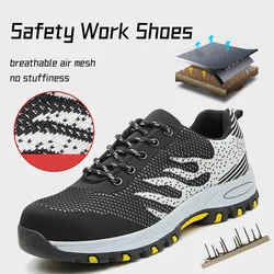 Men Boots Steel Toe Work Safety Shoes Anti-Puncture Rubber Sole Male Women Wear-resistant Outdoor Sports Climb Hiking Sneaker