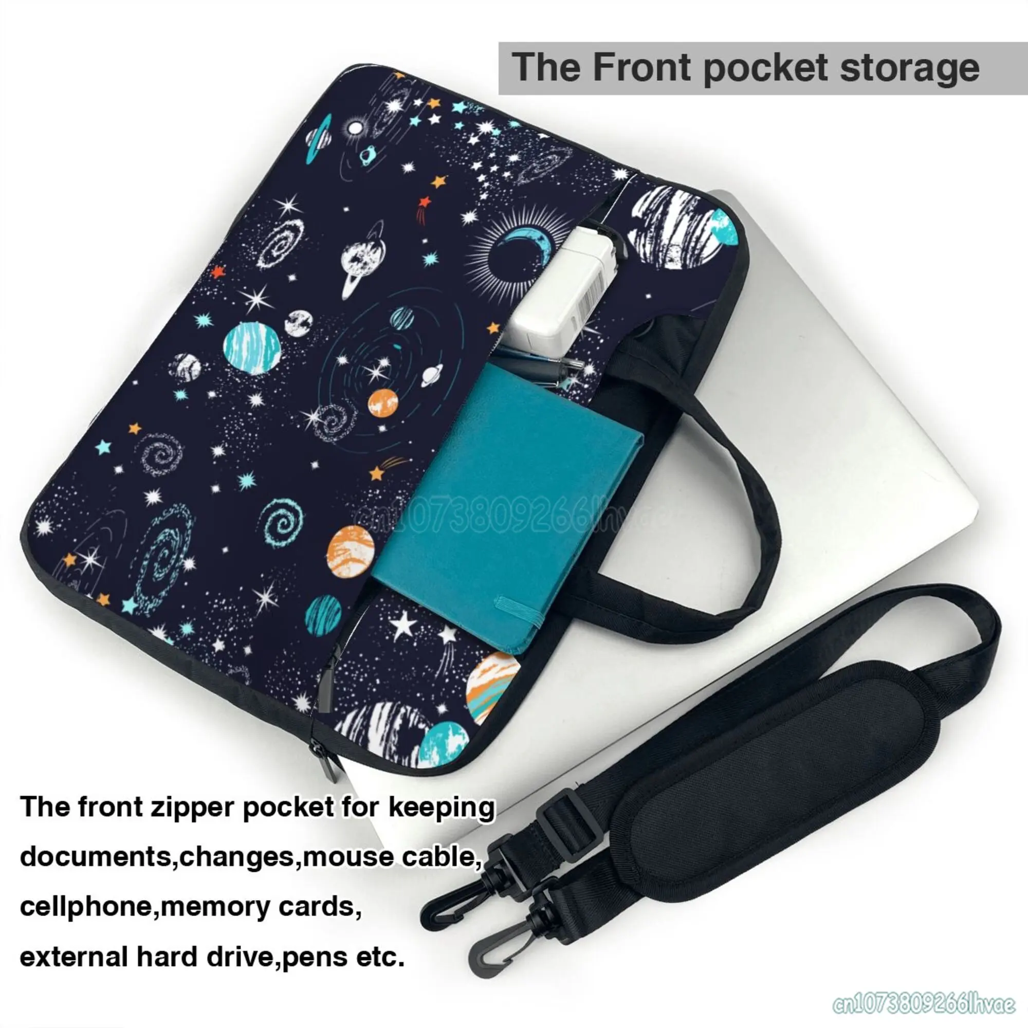 Blue Galaxy Space Planet Protective Water Resistant Laptop Case Bag Sleeve with Handle for MacBook 15.6 Inch Carrying Handbag