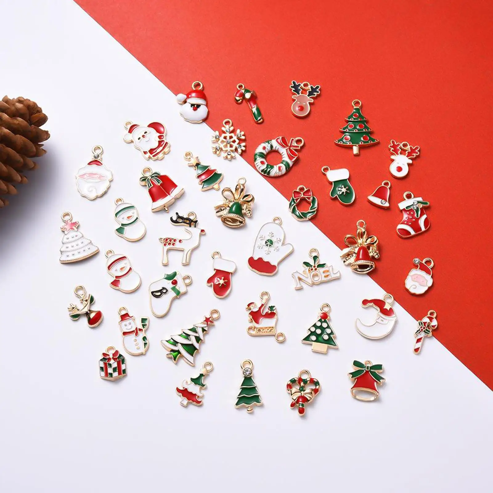 38pcs Christmas Charms Pendant Ornaments Beads for Earrings Kayring Necklace