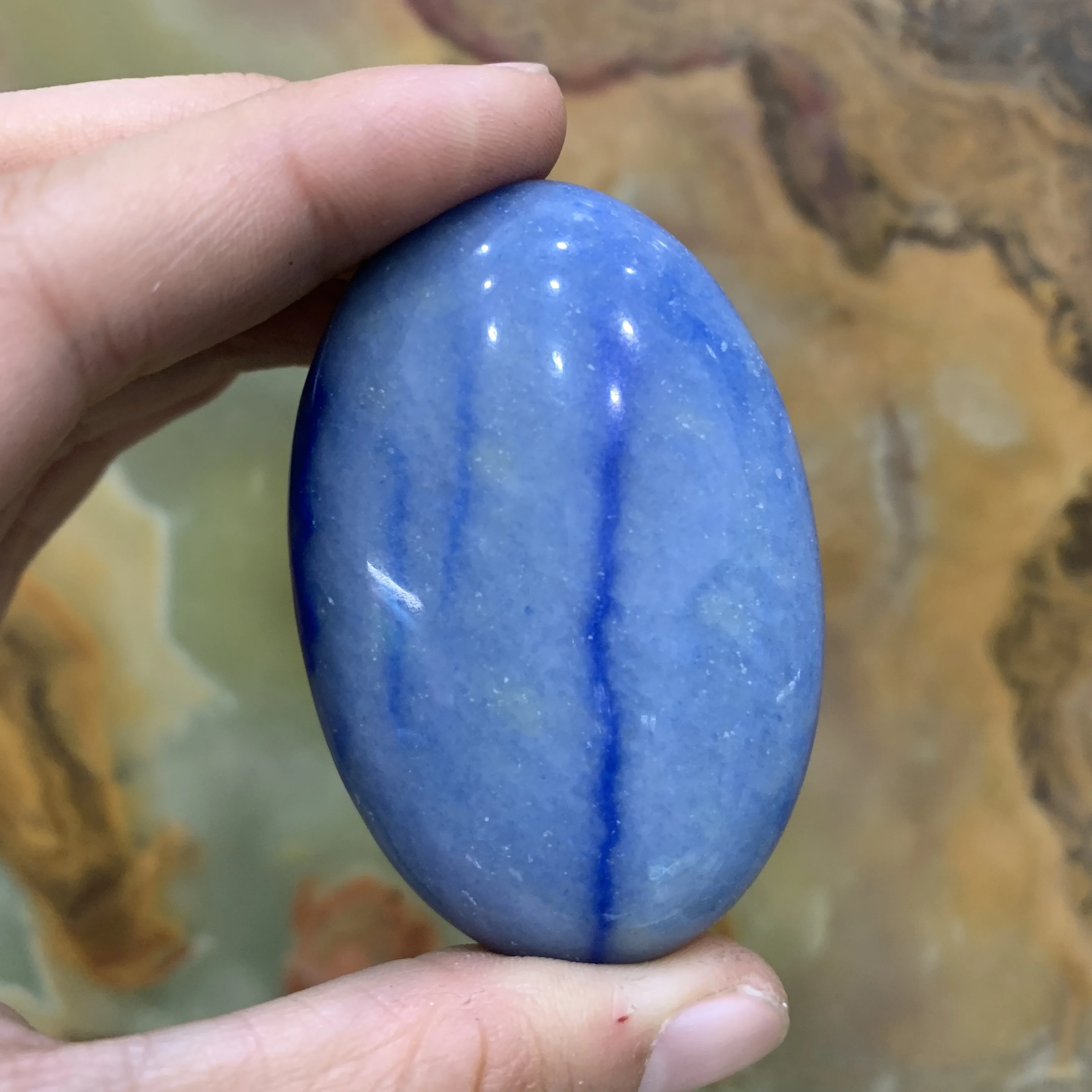 60mm Natural Blue Aventurine Worry Stone Energy Palm Stone Used for Cleansing and Protection