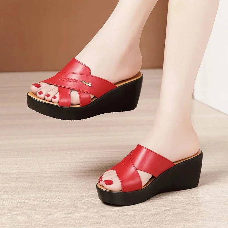 TIMETANGSmall Big Size 32-43Open Head Platform Wedges Slippers Summer Shoes  Casual Daily High Heels Slides Women for Office