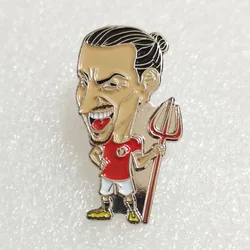 Custom Soccer Stars Caricature Lapel Pin, Sports Soccer Jersey Brooch Badge, Basketball Star Folk Art